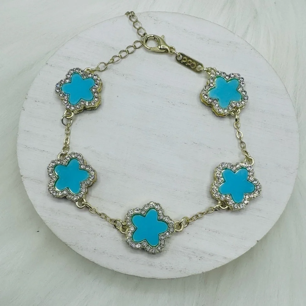 Camille Flower Bracelet in Blue